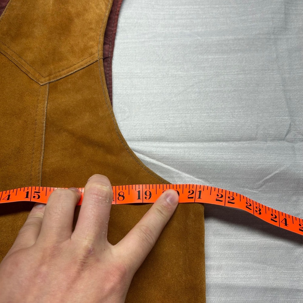 Vintage Sears The Leather Shop Suede Leather Western Vest Brown Mens 44 Reg - Picture 4 of 6